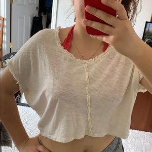 free people cream cropped t shirt